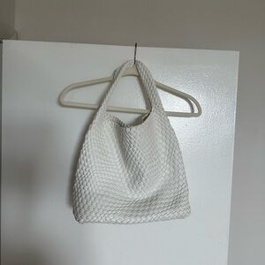 Elegant White Woven Tote Bag